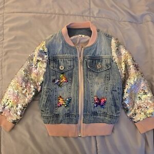 Sequin Butterfly Denim Jacket for Kids